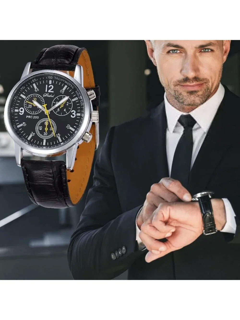 12 Pack Men's Leather Quartz Watches - Classic Business & Casual Styles, Sports